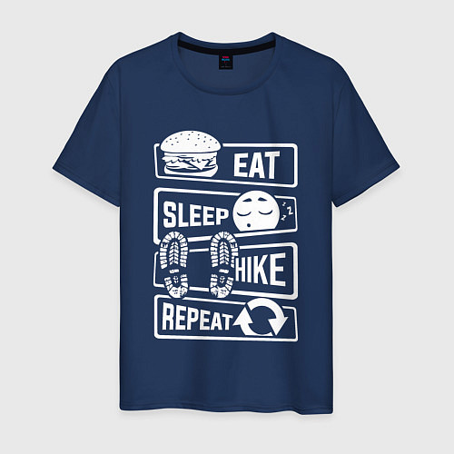 Мужская футболка Еда сон туризм / Тёмно-синий – фото 1