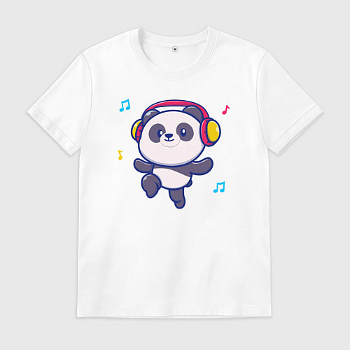 Мужская футболка Music panda / Белый – фото 1