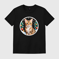 Мужская футболка Бенгальская кошка ждет Новый Год