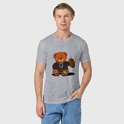 Футболка хлопковая мужская Медведь Кащей с шапкой-ушанкой, цвет: меланж — фото 2