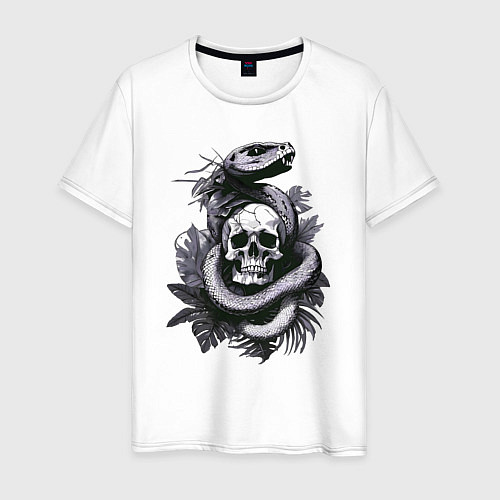 Мужская футболка Змея обвивающая череп / Белый – фото 1