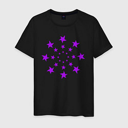 Футболка хлопковая мужская Фиолетовые звёзды кружево, цвет: черный