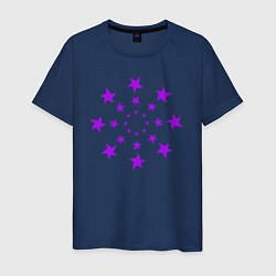 Футболка хлопковая мужская Фиолетовые звёзды кружево, цвет: тёмно-синий