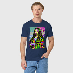 Футболка хлопковая мужская Mona Lisa - mosaic pop art, цвет: тёмно-синий — фото 2