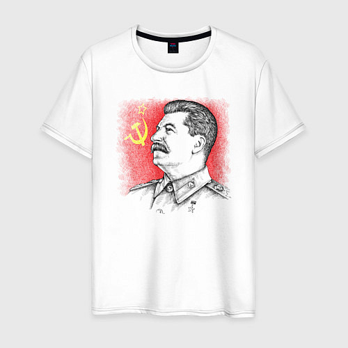 Мужская футболка Профиль Сталина СССР / Белый – фото 1
