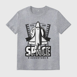 Футболка хлопковая мужская Космическое приключение шаттла, цвет: меланж