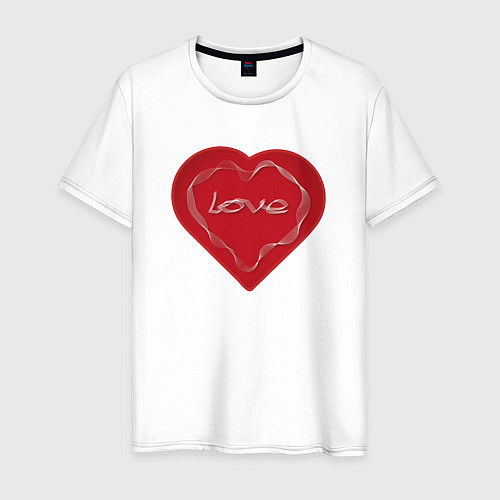 Мужская футболка Сердце тонкая геометрия / Белый – фото 1