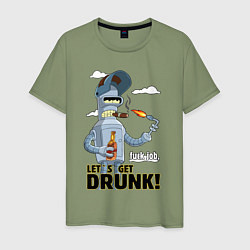 Футболка хлопковая мужская К черту работу - давайте выпьем, цвет: авокадо