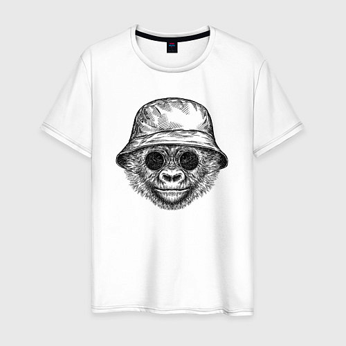 Мужская футболка Стильный детеныш гориллы / Белый – фото 1