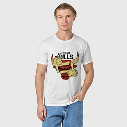 Футболка хлопковая мужская Bulls logo with hands, цвет: белый — фото 2
