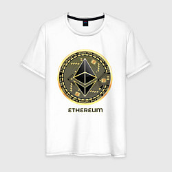 Футболка хлопковая мужская Ethereum крипта монета, цвет: белый