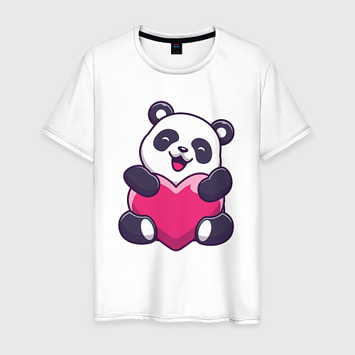 Мужская футболка Сердце панды / Белый – фото 1