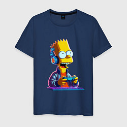 Футболка хлопковая мужская Bart is an avid gamer, цвет: тёмно-синий