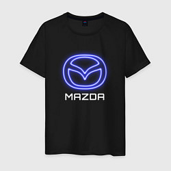 Футболка хлопковая мужская Mazda neon, цвет: черный
