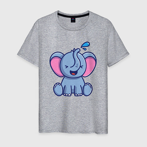 Мужская футболка Радостный слонёнок / Меланж – фото 1