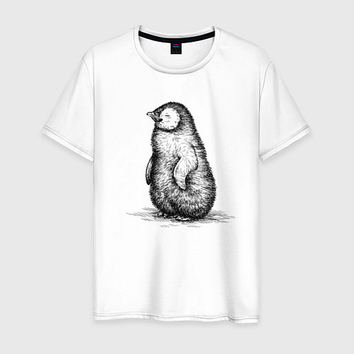 Мужская футболка Пингвиненок пушистый / Белый – фото 1