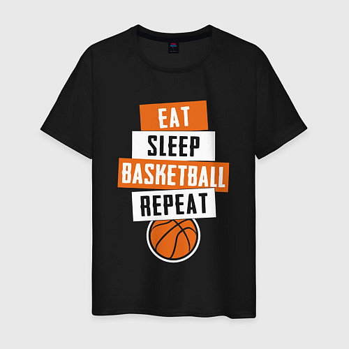 Мужская футболка Eat sleep basketball / Черный – фото 1