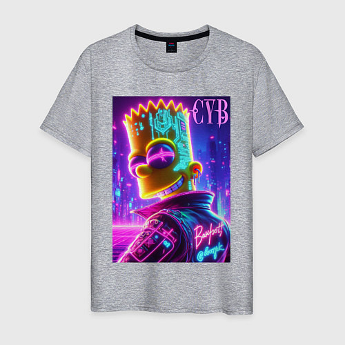 Мужская футболка Cyber Bart - neon glow / Меланж – фото 1
