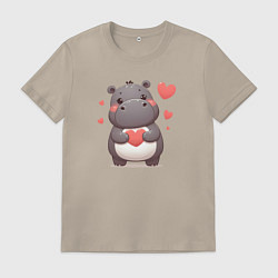Мужская футболка Милый бегемотик с сердечками