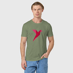 Футболка хлопковая мужская Геометрическая колибри, цвет: авокадо — фото 2
