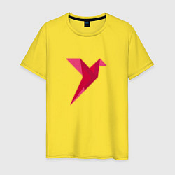 Футболка хлопковая мужская Геометрическая колибри, цвет: желтый