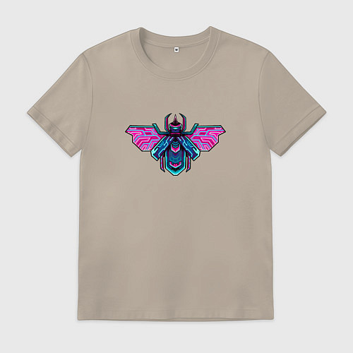 Мужская футболка Кибер жук / Миндальный – фото 1