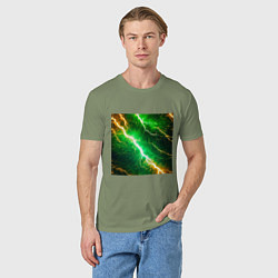 Футболка хлопковая мужская Зеленая молния из нейросети, цвет: авокадо — фото 2