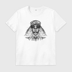 Футболка хлопковая мужская Суслик в кепке и очках, цвет: белый