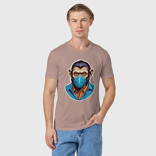Мужская футболка Портрет обезьяны в маске / Пыльно-розовый – фото 3