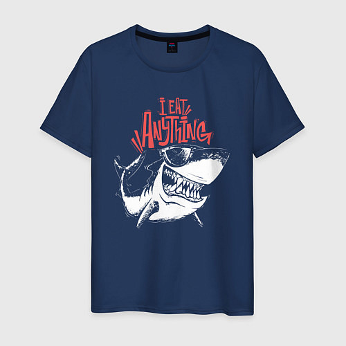 Мужская футболка Акула - я ем что угодно / Тёмно-синий – фото 1