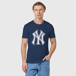 Футболка хлопковая мужская New York yankees - baseball logo, цвет: тёмно-синий — фото 2