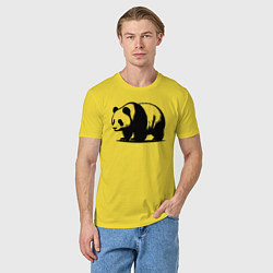 Футболка хлопковая мужская Стоящая чёрная панда, цвет: желтый — фото 2