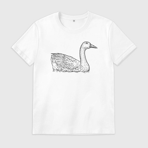 Мужская футболка Гусь плавает / Белый – фото 1