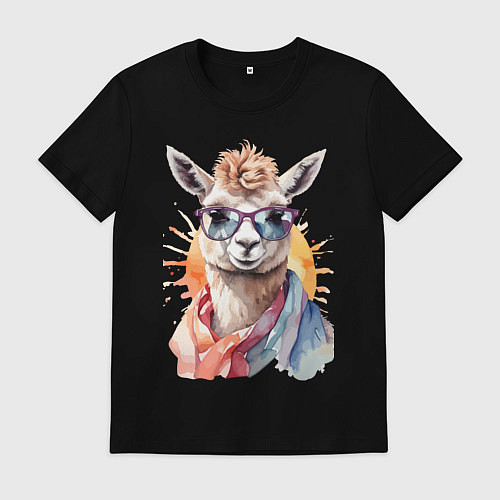 Мужская футболка Лама в очках цвет / Черный – фото 1