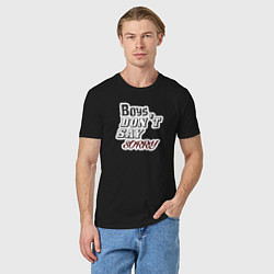 Футболка хлопковая мужская Boys dont say sorry, цвет: черный — фото 2