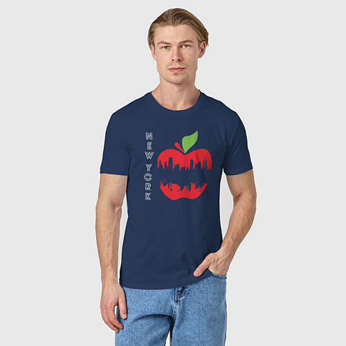 Мужская футболка Нью-Йорк большое яблоко / Тёмно-синий – фото 3