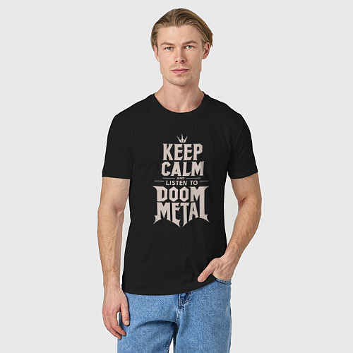 Мужская футболка Слушай дум-метал / Черный – фото 3