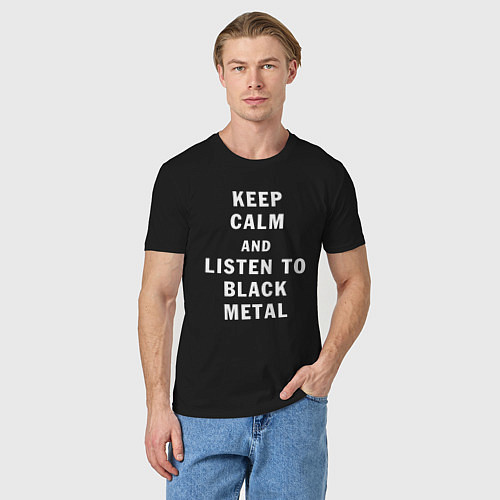 Мужская футболка Надпись Keep calm and listen to black metal / Черный – фото 3