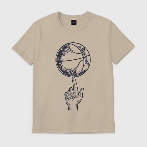 Мужская футболка Finger ball / Миндальный – фото 1