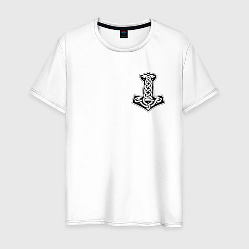 Мужская футболка Символика молот тора на груди / Белый – фото 1