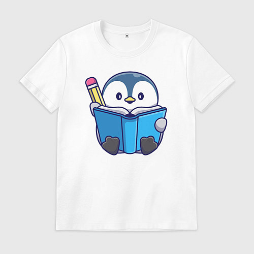 Мужская футболка Пингвин ученик / Белый – фото 1