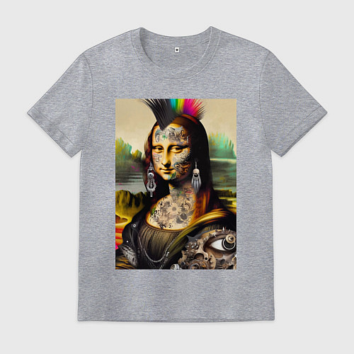 Мужская футболка Punk Mona Lisa is covered in tattoos / Меланж – фото 1