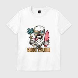 Футболка хлопковая мужская Остров черепа-skull island, цвет: белый