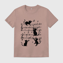 Мужская футболка Черные кошки с музыкальными нотами