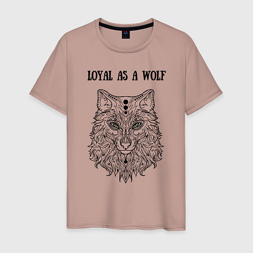 Мужская футболка Loyal as a wolf / Пыльно-розовый – фото 1