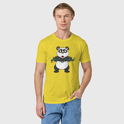 Футболка хлопковая мужская Панда с нунчаками, цвет: желтый — фото 2