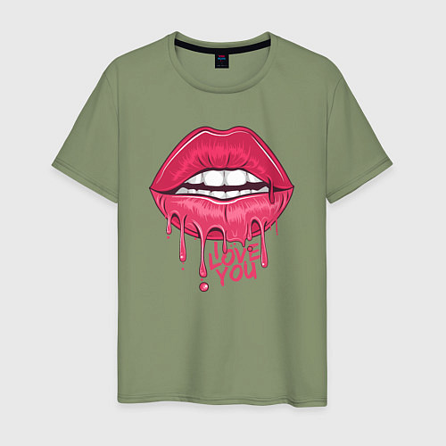 Мужская футболка I love you lips / Авокадо – фото 1