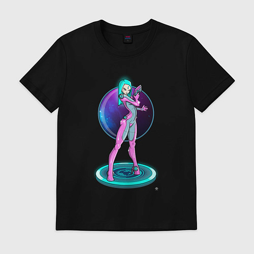 Мужская футболка Cyber girl pink / Черный – фото 1
