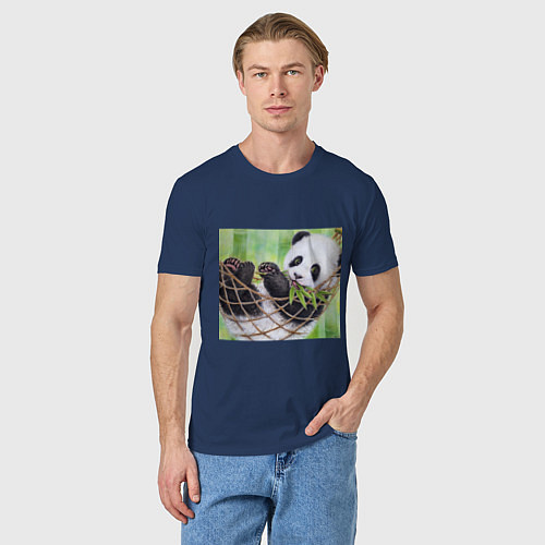 Мужская футболка Панда медвед / Тёмно-синий – фото 3