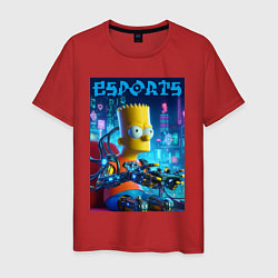 Футболка хлопковая мужская Cyber Bart Simpson - esport, цвет: красный